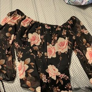 Flower off the shoulder top